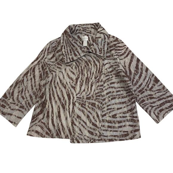 Chico’s 1 Zebra Swing Jacket | Runway-Inspired Neutral Brown Lace Fall '25 Trend - Picture 1 of 9